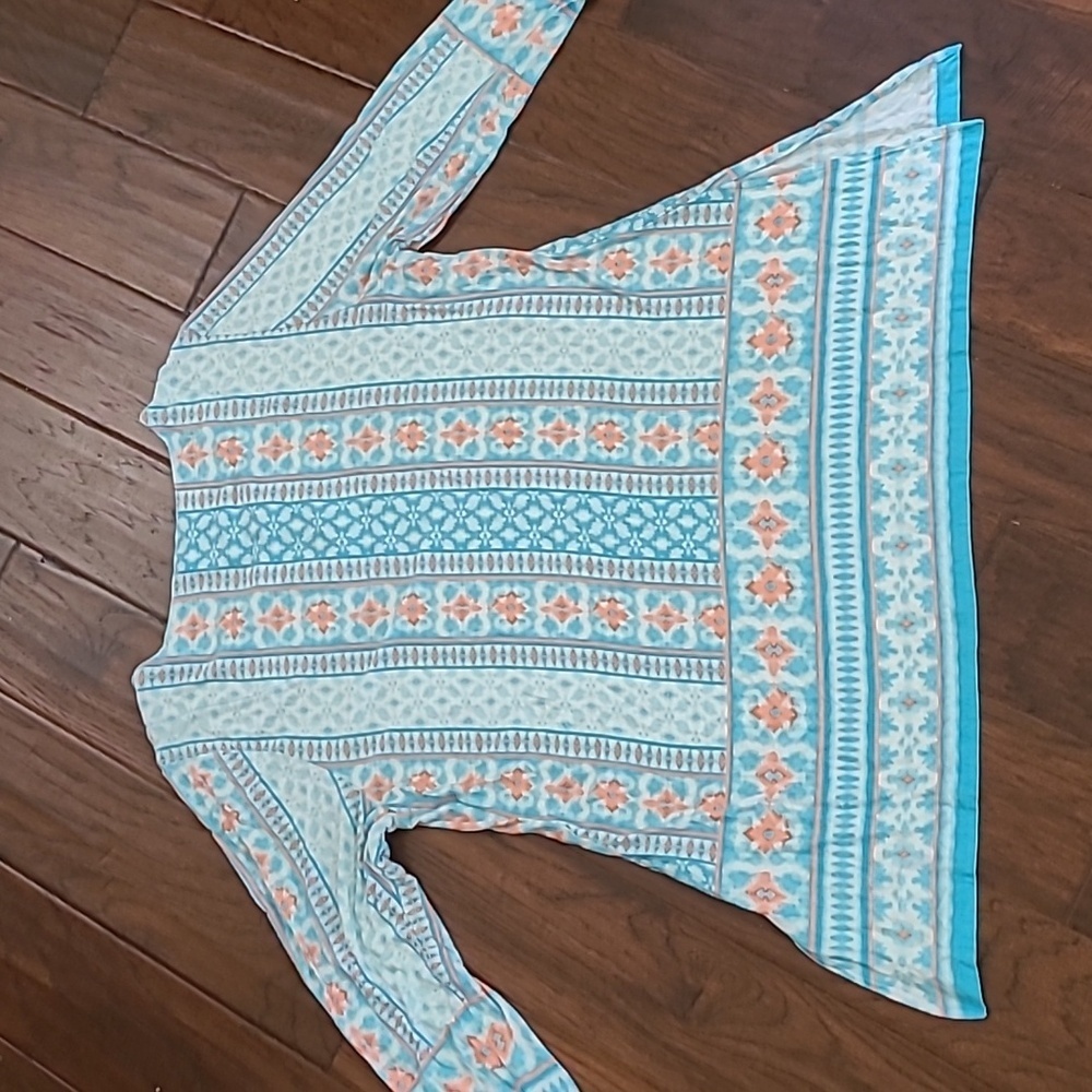 Ruby Rd Blue, White, & Salmon Patterned Tunic Siz… - image 2